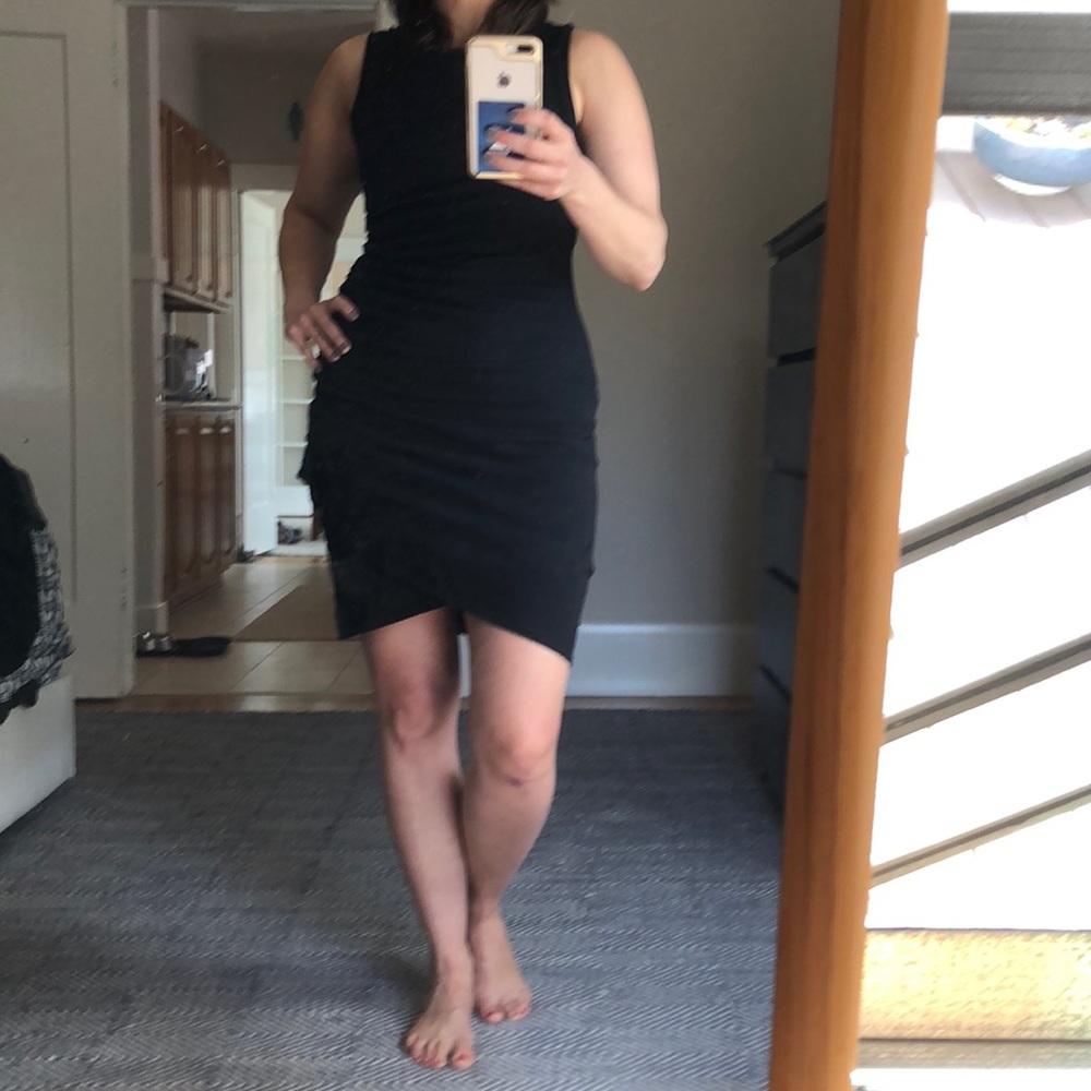 Leith black cotton body con dress